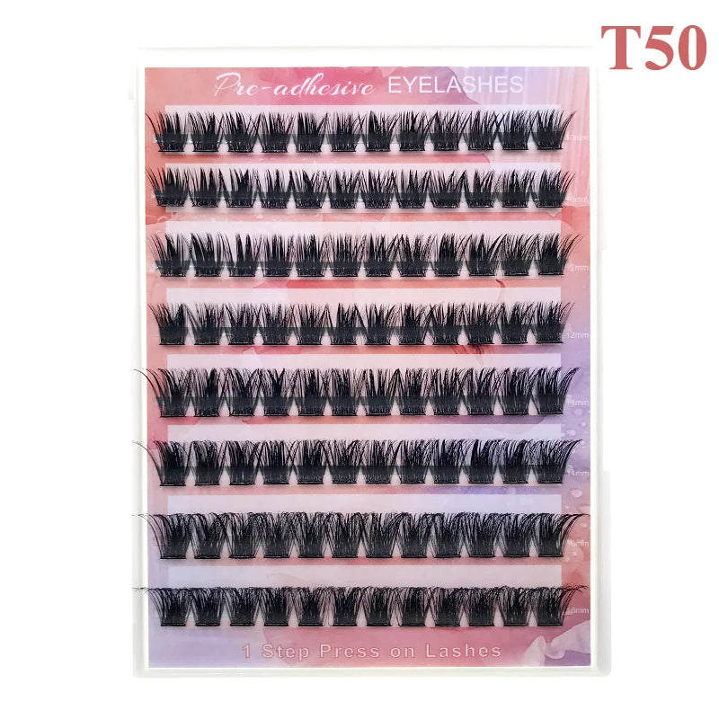 FAIRYTIS No Glue Needed Self Adhesive Cluster Lashes Invisible 2-Strip DIY Self-Adhesive Eyelash Extension Glue-free Makeup Tool